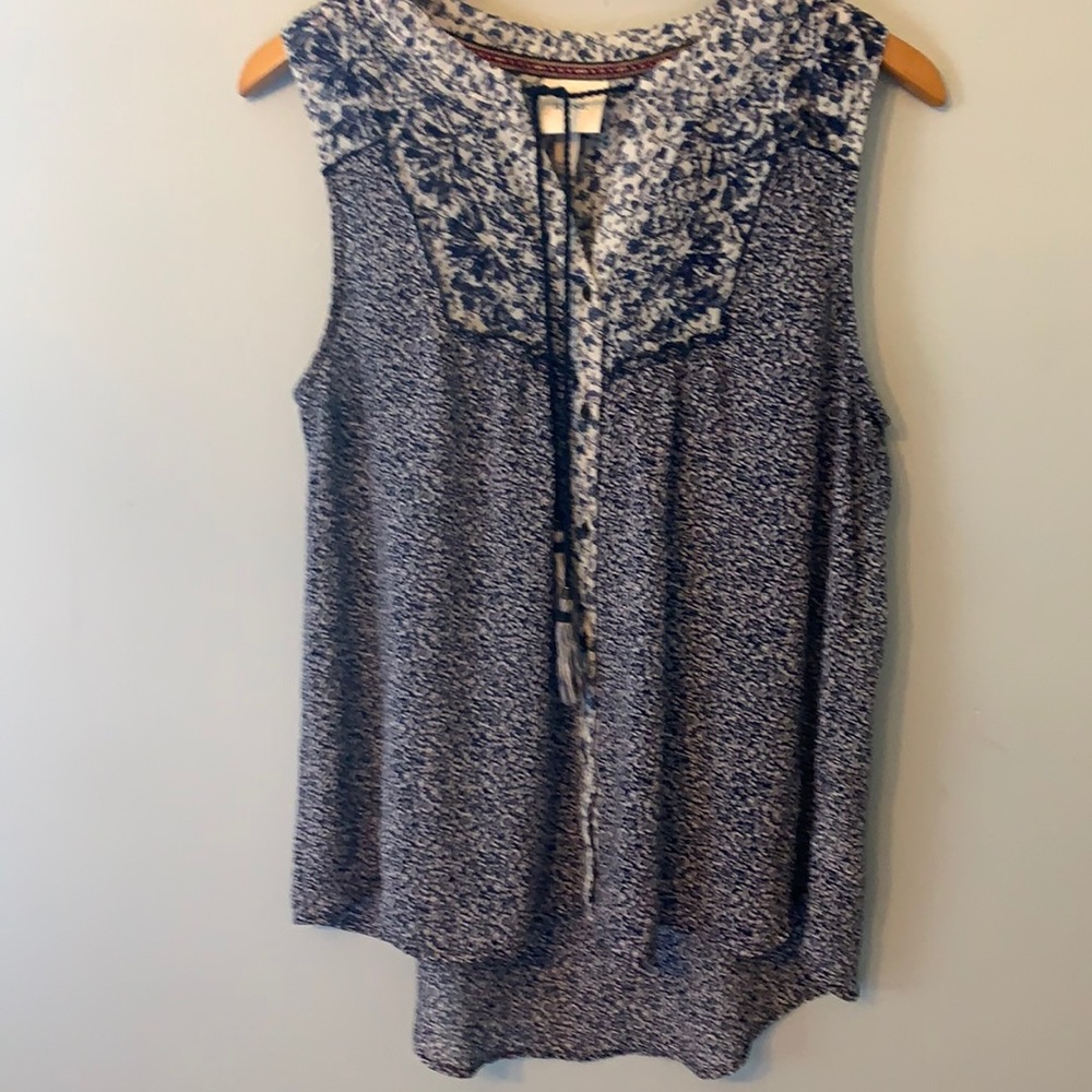 Knox Rose Navy Print Sleeveless Blouse (M)